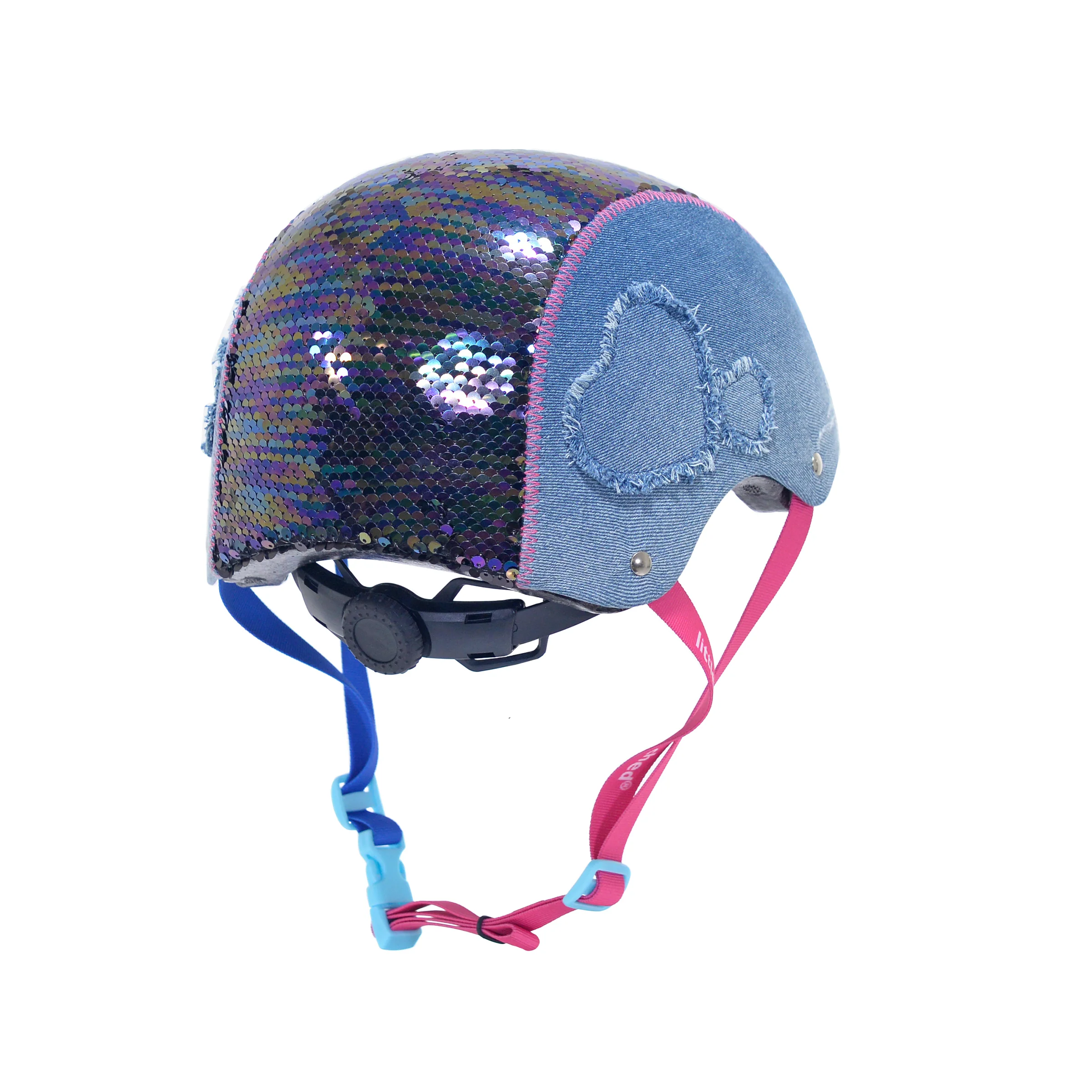 LittleMissMatched® Denim Sequin Youth Helmet - Image 3