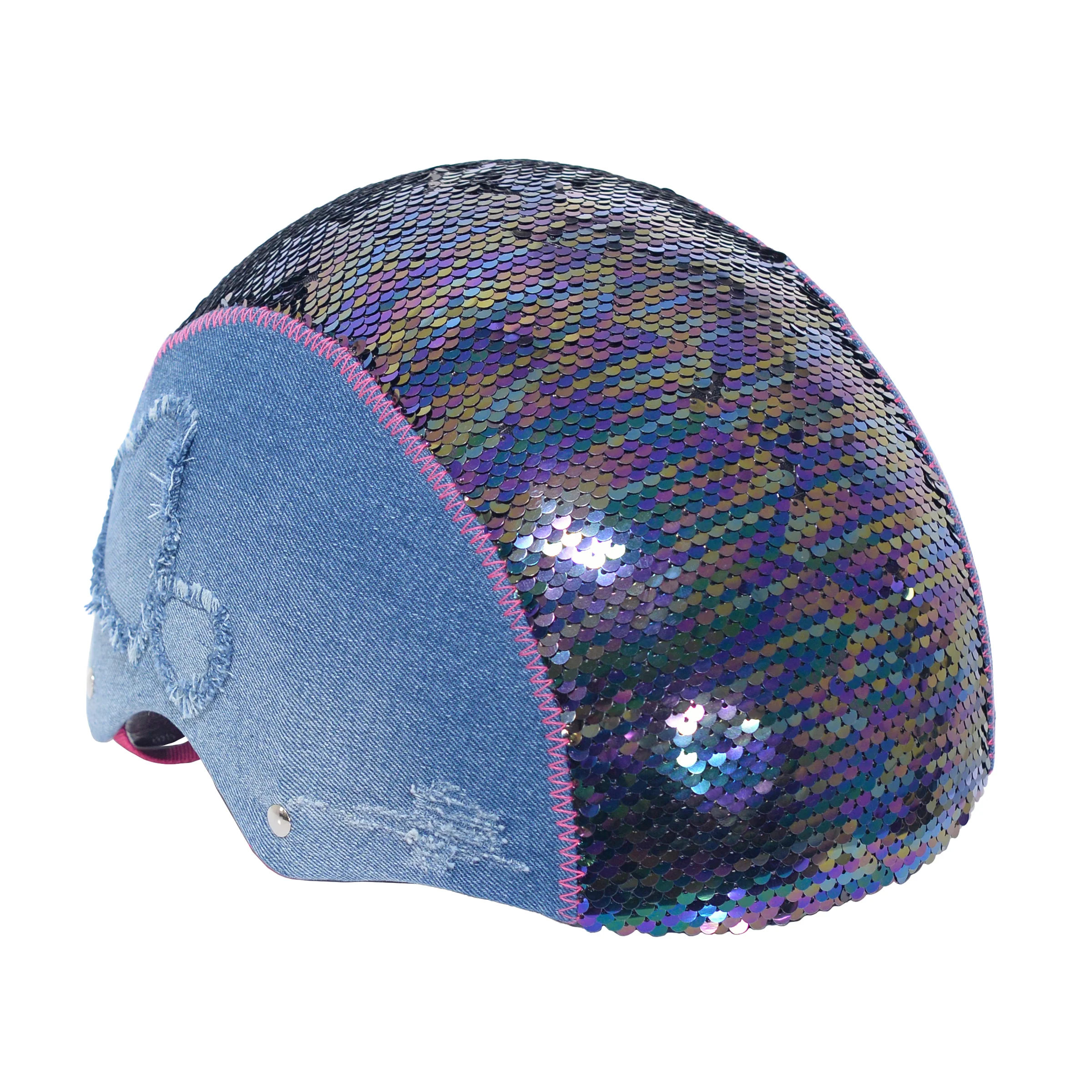 LittleMissMatched® Denim Sequin Youth Helmet - Image 6